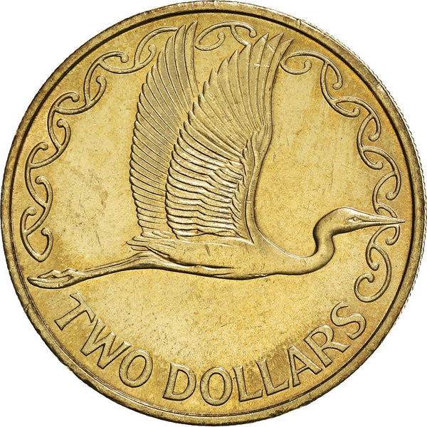 New Zealand Coin New Zealander 2 Dollars Coin | Queen Elizabeth II | Great Egret | KM121 | 1999 - 2021