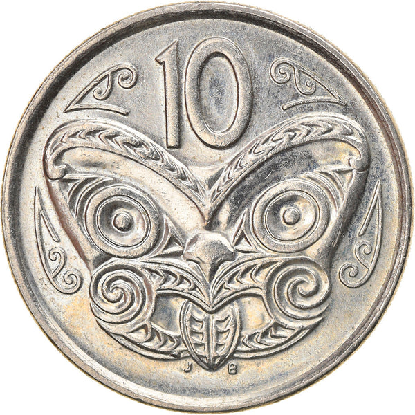 New Zealander 10 Cents Coin | Queen Elizabeth II | Maori Koruru Mask | KM117 | 1999 - 2006