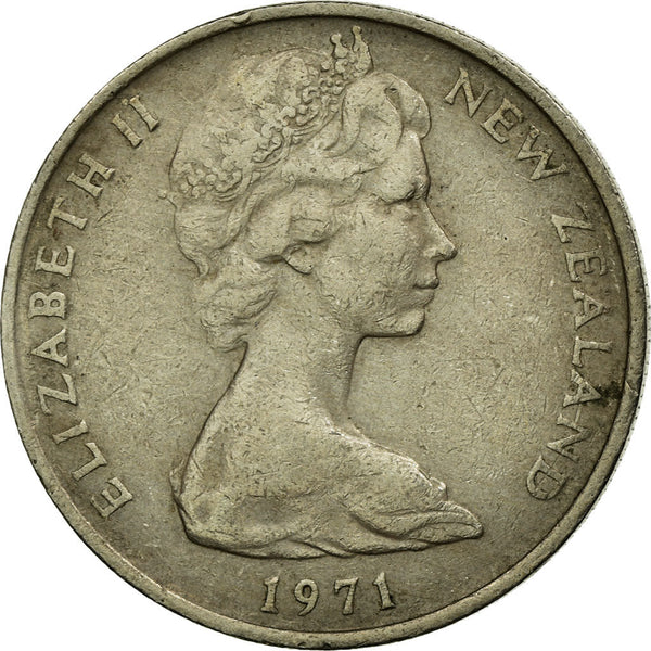 New Zealander 10 Cents Coin | Queen Elizabeth II | Maori Koruru Mask | KM41 | 1970 - 1985