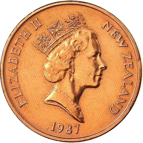 New Zealander 2 Cents Coin | Queen Elizabeth II | Kowhai Flowers | KM59 | 1986 - 1988