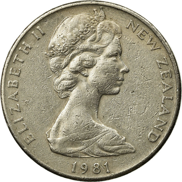 New Zealander 20 Cents Coin | Queen Elizabeth II | Kiwi Bird | KM36 | 1967 - 1985