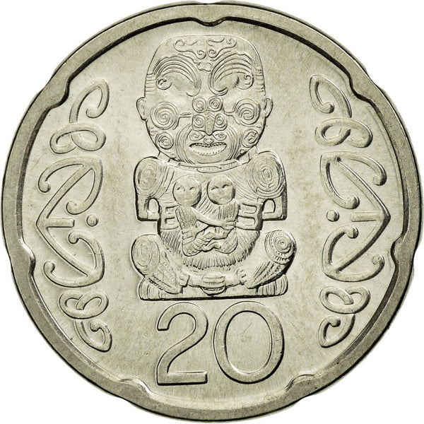 New Zealander 20 Cents Coin | Queen Elizabeth II | Pukaki - Ngati Whakaue Chief | KM118a | 2006 - 2021