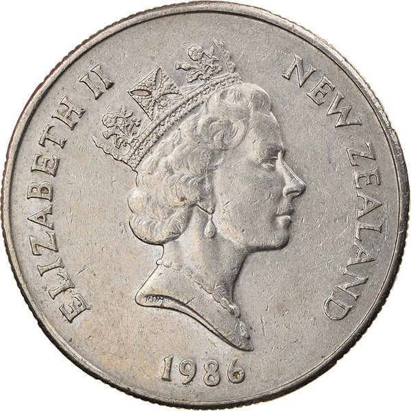 New Zealander 50 Cents Coin | Queen Elizabeth II | Captain James Cook | HMS Endeavour | KM63 | 1986 - 1998