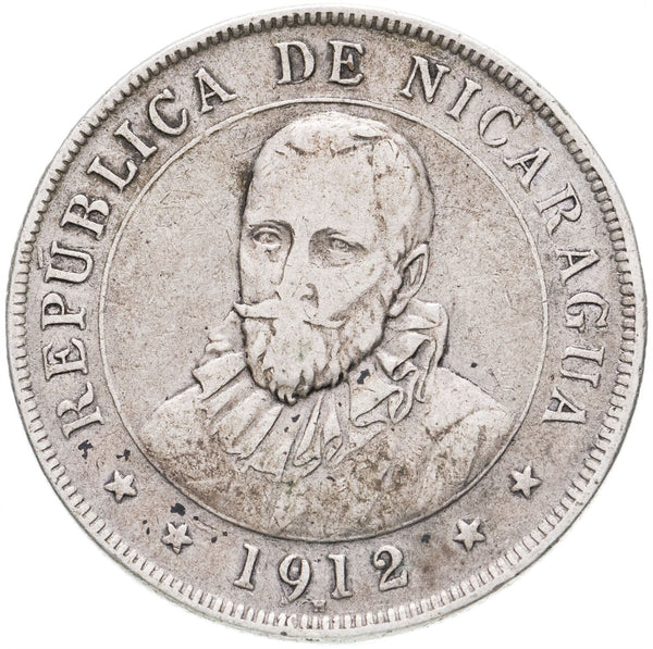 Nicaragua Coin Nicaraguan 50 Centavos Coin | Francisco Hernandez de Cordoba | Volcanoe | KM15 | 1912 - 1929