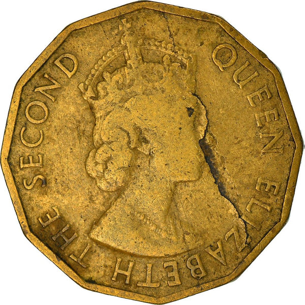 Nigeria Coin | 3 Pence | Queen Elizabeth II | Cotton Plant | KM3 | 1959