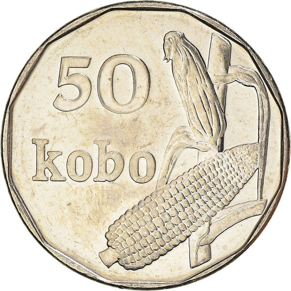 Nigeria Coin | 50 Kobo | Corn Ears | KM13.3 | 2006