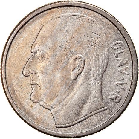 Norway 1 Krone - Olav V Coin KM409 1958 - 1973