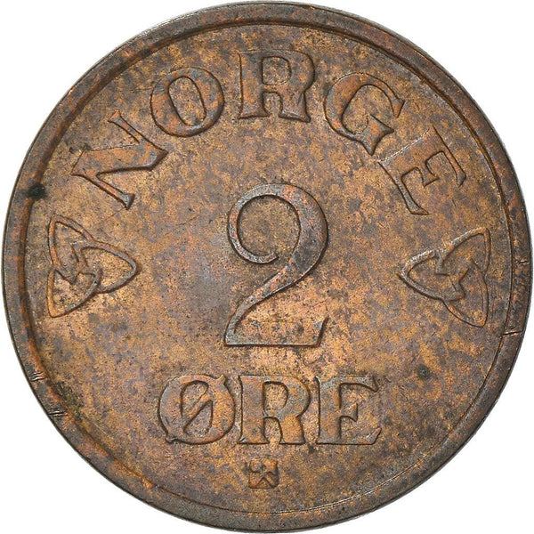 Norway | 2 Ore Coin | Haakon VII | KM399 | 1952 - 1957