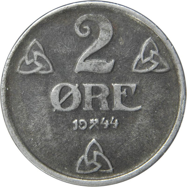 Norway 2 Ore Coin | Haakon VII WW2 German Occupation | KM394 | 1943 - 1945