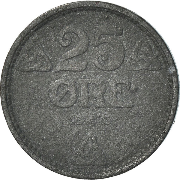 Norway | 25 Ore Coin | Haakon VII | WW2 German Occupation | KM395 | 1943 - 1945