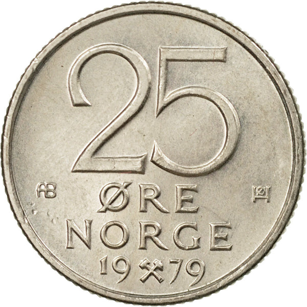 Norway 25 Øre - Olav V Coin KM417 1974 - 1982