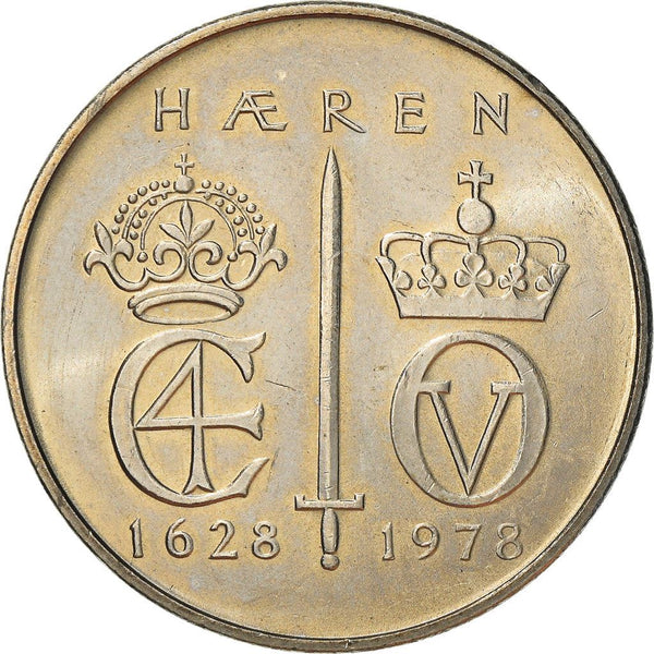 Norway | 5 Kroner Coin | Olav V | 350th Anniversary of Norwegian Army | KM423 |1978