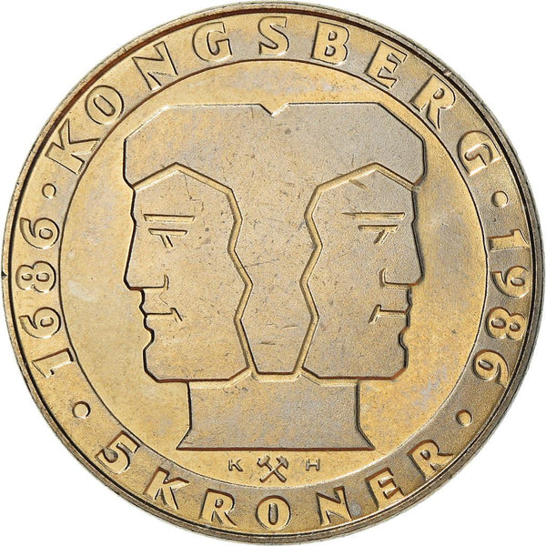 Norway | 5 Kroner Coin | Olav V | Anniversary of the Mint | KM428 |1986