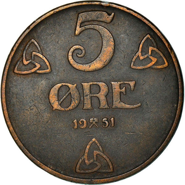 Norway | 5 Ore Coin | Haakon VII | KM368 | 1908 - 1952