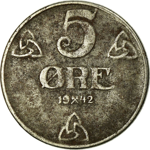 Norway | 5 Ore Coin | Haakon VII | WW2 German Occupation | KM388 | 1941 - 1945