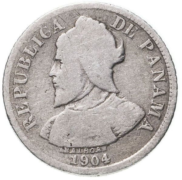 Panama 5 Centesimos Coin | Vasco Nunez de Balboa | KM2 | 1904 - 1916