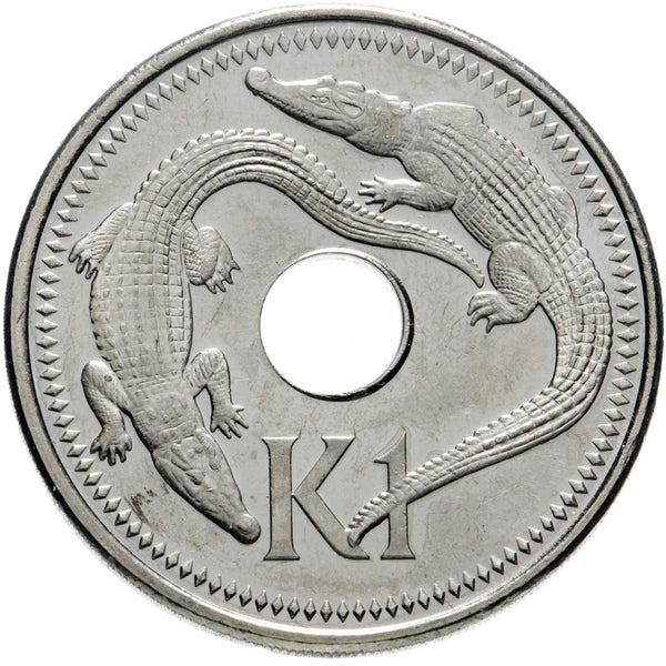 Papua New Guinea 1 Kina Coin | Elizabeth II | Crocodile | KM6a | 2002 - 2004