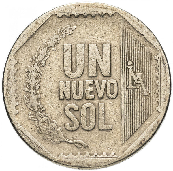 Peru 1 Nuevo Sol 1st type | Wreath Coin | KM308.4 | 2001 - 2011