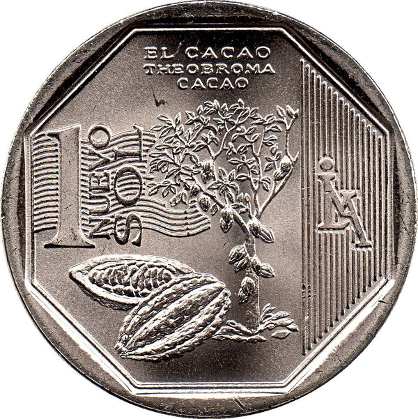 Peru | 1 Nuevo Sol Coin | Cacao | KM375 | 2013