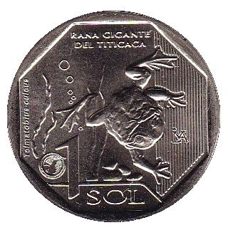 Peru | 1 Sol Coin | Giant Titicaca Frog | KM417 | 2019