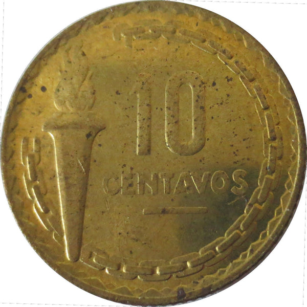 Peru | 10 Centavos Coin | Mariscal Castilla | Torch | KM233 | 1954