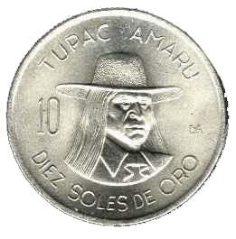 Peru | 10 Soles de Oro Coin | Tupac Amaru | KM258 | 1972 - 1975