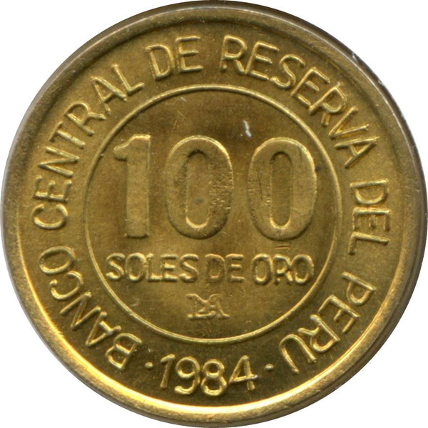 Peru | 100 Soles de Oro Coin | Miguel Grau | KM288 | 1984