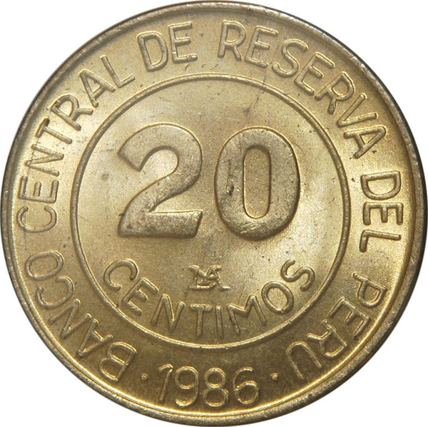 Peru | 20 Centimos Coin | Miguel Grau | KM294 | 1985 - 1987
