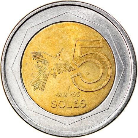 Peru 5 Nuevos Soles 1st type | Shield of Peru | Condor Coin | KM316 | 1994 - 2009