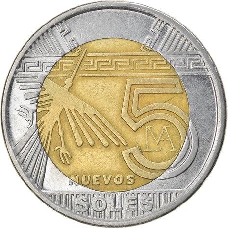 Peru 5 Nuevos Soles 2nd type | Condor Coin | KM344 | 2010 - 2015