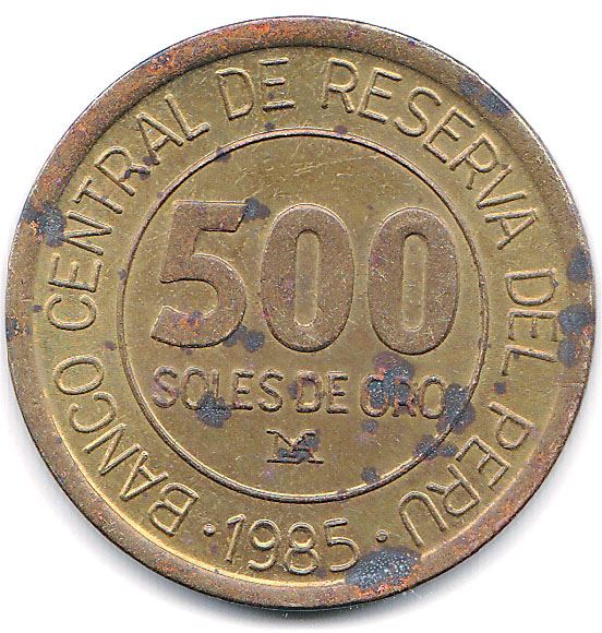 Peru | 500 Soles de Oro Coin | Miguel Grau | KM310 | 1985