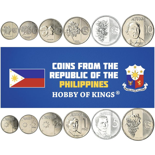 Philippines 6 Coin Set | 1 5 25 Sentimos 1 5 10 Peso | 2017 - 2020