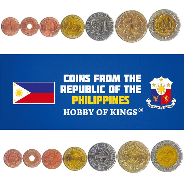 Philippines | 7 Coin Set | 1 5 10 25 Sentimos 1 5 10 Peso | 1995 - 2017