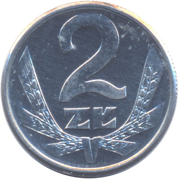 Poland | 2 Zlote Coin | Rye Ears | Eagle | KM80.3 | 1989 - 1990