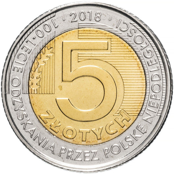 Poland | 5 Z?otych | Regaining Independence Anniversary | Eagle | KM | 2018