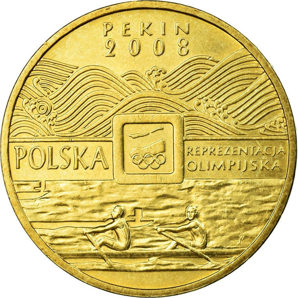 Polish 2 Zlote Coin | Polish Team Beijing | Rowing Boat | Eagle | Poland | 2008