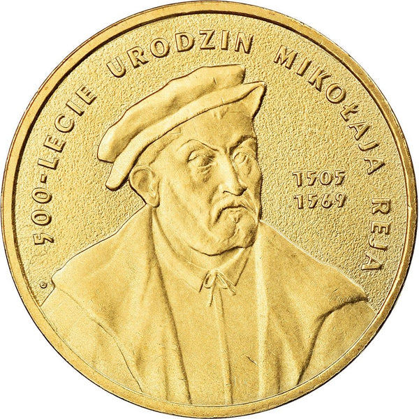 Polish Coin 2 Zlote Coin | Mikolaj Rej | Eagle | Poland | 2005