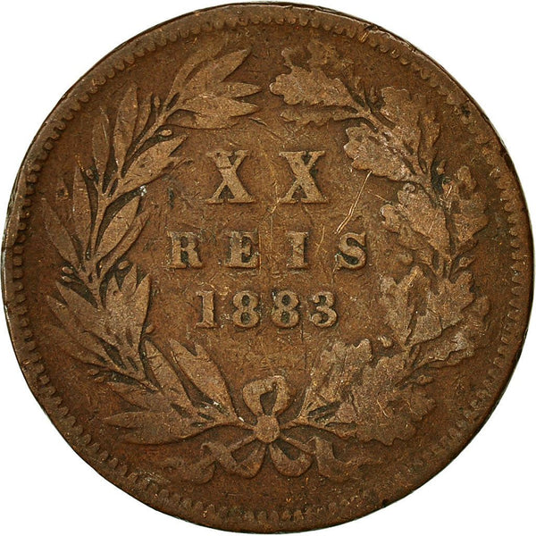 Portugal | 20 Reis Coin | King Luiz I | KM527 | 1882 - 1886