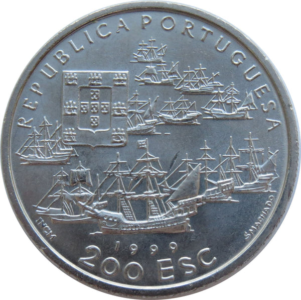 Portugal | 200 Escudos Coin | Pedro Alvares Cabral | Ships Fleet | KM717 | 1999