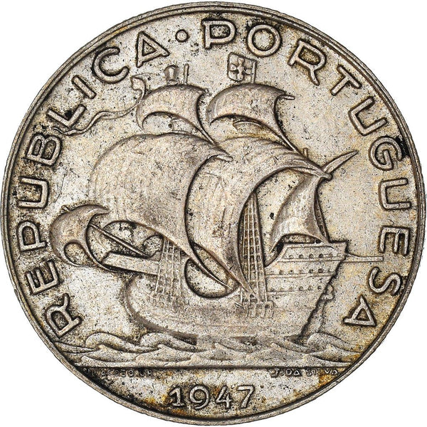 Portugal 5 Escudos | Portuguese Silver Coin | Caravelle | Ship | KM581 | 1932 - 1951