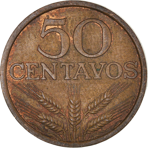 Portugal Coin Portuguese 50 Centavos | Cross | Wheat Ear | KM596 | 1969 - 1979
