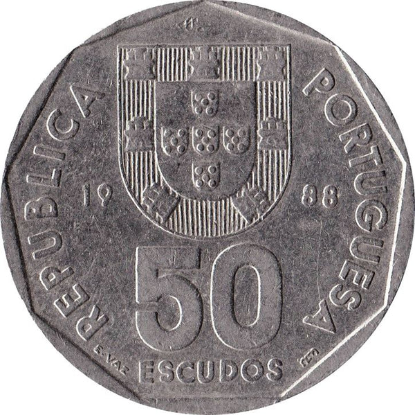Portugal Coin Portuguese 50 Escudos | Ship | Fish | KM636 | 1986 - 2001