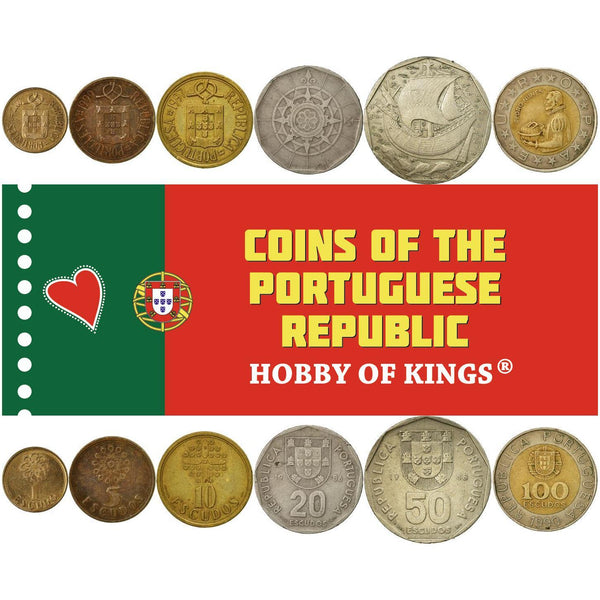 Portuguese 6 Coin Set 1 5 10 20 50 100 Escudos | Pedro Nunes | Ship |1986 - 2001