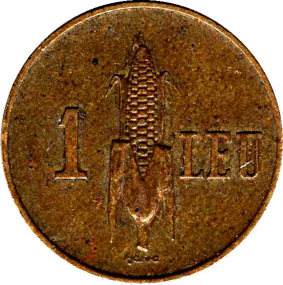 Romania Coin | 1 Leu | Corn | KM56 | 1938 - 1941