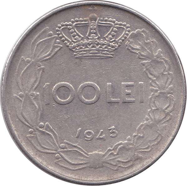 Romania Coin | 100 Lei | King Mihai I | KM64 | 1943 - 1944