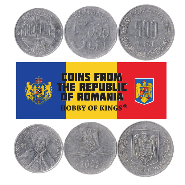 Romanian 3 Coin Set 500 1000 5000 Lei | Constantin Brâncoveanu | 1999 - 2006
