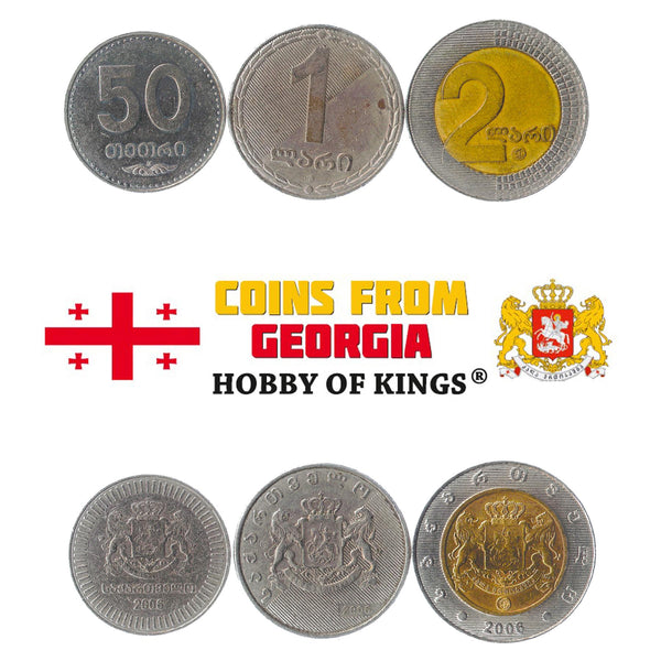 Set 3 Coins Georgia 50 Tetri 1 2 Lari 2006