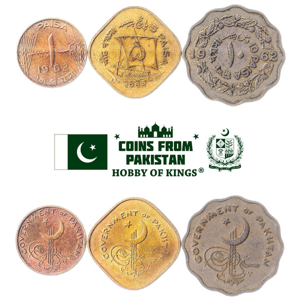 Set 3 Coins Pakistan 1 5 10 Paisa 1961 - 1963