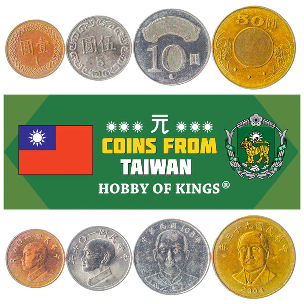 Set 4 Coins Taiwan 1 5 10 50 Dollars Taiwanese Currency 2001 - 2019