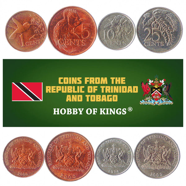 Set 4 Coins Trinidad And Tobago 1 5 10 25 Cents 1975 - 2016